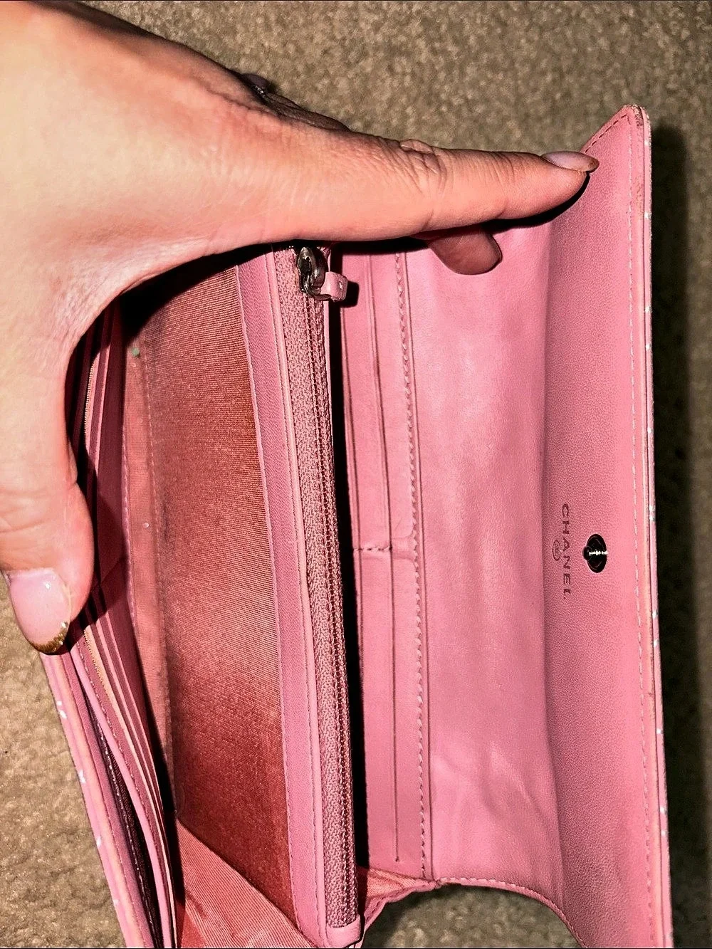 Authentic Chanel Camellia Floral Wallet in Pink